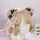 Furry Bear Crochet Ruffled Headpiece Brown - One Size