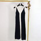 Contrast Trim Ribbed Midi Knit Tank Dress Black - One Size