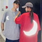 Couple Matching Short-sleeve Crescent Print T-shirt