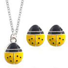 Set: Alloy Bug Pendant Necklace + Earring 01 - 2240 - Set - Silver - One Size