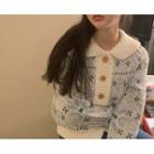 Collared Patterned Cardigan One Size