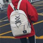 Lettering Lace-up Canvas Backpack