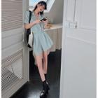 Double-breasted Crop Jacket / High-waist Dress Shorts