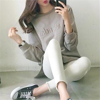 Monday Text Embroidered Sweatshirt