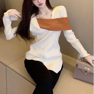 Two-tone Asymmetrical Sweater