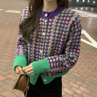 Houndstooth Cardigan Houndstooth - Purple - One Size