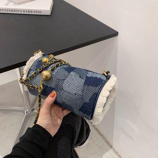 Frayed Chain Mini Cylindrical Crossbody Bag