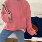 Pink Ribbed Sweater Pink - One Size
