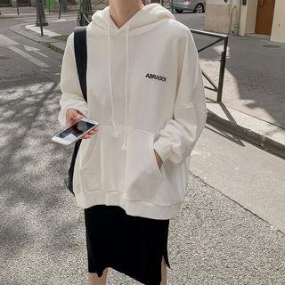 Letter-embroidered Color-block Oversized Hoodie