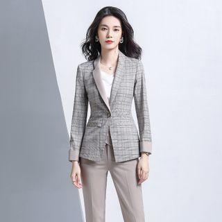 Plaid Panel Blazer / Dress Pants / Set