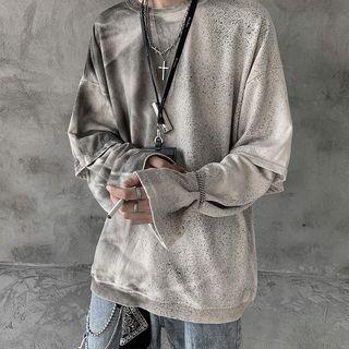 Mock Two-piece Tie-dyed Pullover