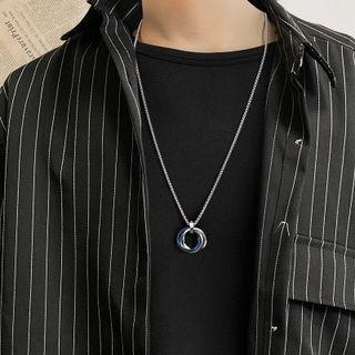 Interlocking Hoop Pendant Stainless Steel Necklace