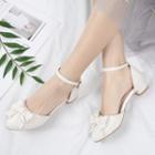 Ankle-strap Bow-accent Low-heel Sandals