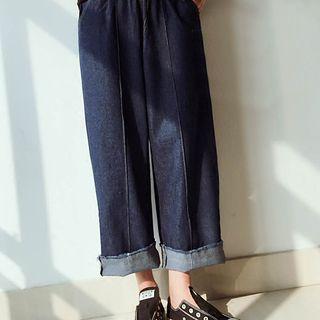 Roll Up Hem Wide Leg Jeans