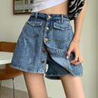 Washed Mini A-line Denim Skort
