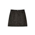 High Waist Skinny Leopard Denim Mini Skirt