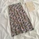 High-waist Floral Printed A-line Midi Skirt