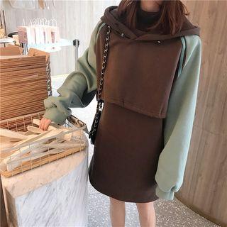 Set: Color-block Hoodie + Tank Dress