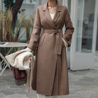 Handmade Wool Blend Maxi Wrap Coat