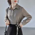 Tie-strap Plain Blouse