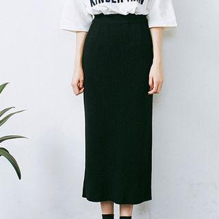Rib-knit Long Skirt