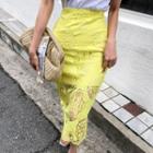H-line Long Lace Skirt Yellow - One Size