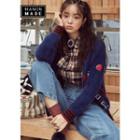 Lettering-patch Furry Zip Baseball Jacket