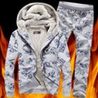 Set: Floral Print Hooded Jacket + Sweatpants