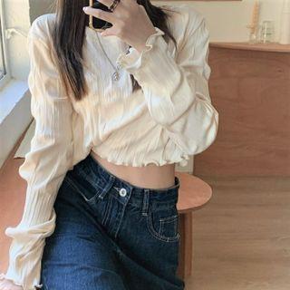 Lettuce Edge Cropped T-shirt Almond - One Size