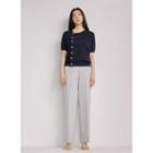 Round-neck Short-sleeve Cardigan Beige - One Size