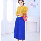 Pleated Maxi Skirt With Belt