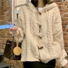 Cable-knit Hooded Cardigan Almond - One Size
