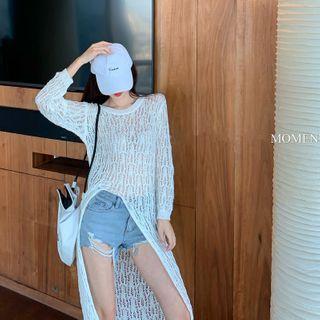 Slit Sweater White - One Size