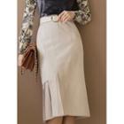 Pleated-panel Midi H-line Skirt