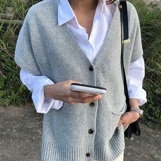 Wool Blend Oversized Knit Vest