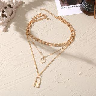Layered Pendant Necklace A01 - 0304 - Gold - One Size