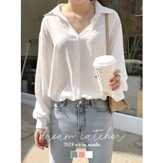 Balloon-sleeve Textured Shirt