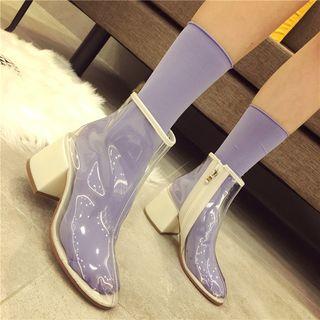 Pvc Block Heel Short Boots