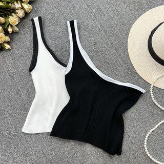 Color Block Single Shoulder Tank Top