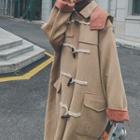 Color Block Panel Hooded Toggle Wool Coat