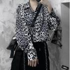 Long Sleeve Leopard Print Shirt Black - One Size
