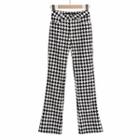 Check High-waist Boot-cut Pants