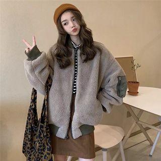 Convertible Fleece Loose-fit Baseball Jacket As Figure - One Size