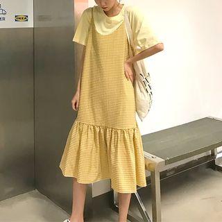 Spaghetti Strap Gingham Ruffle Hem Dress