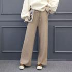Drawstring-waist Knit Wide-leg Pants
