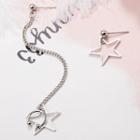 Star Asymmetric Earring Clip On Earring - 1 Pair - White Gold - One Size