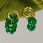Asymmetrical Bead Drop Earring 1 Pair - Gold & Emerald - One Size