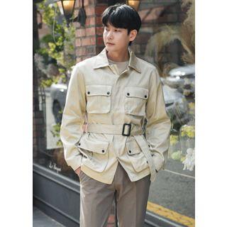 Multi-pocket Safari Jacket With Belt
