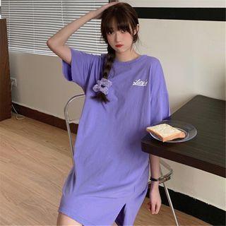 Short-sleeve Letter Long T-shirt