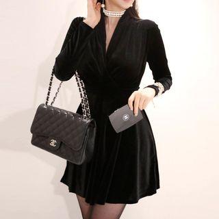 Long-sleeve Pleuche Mini A-line Dress
